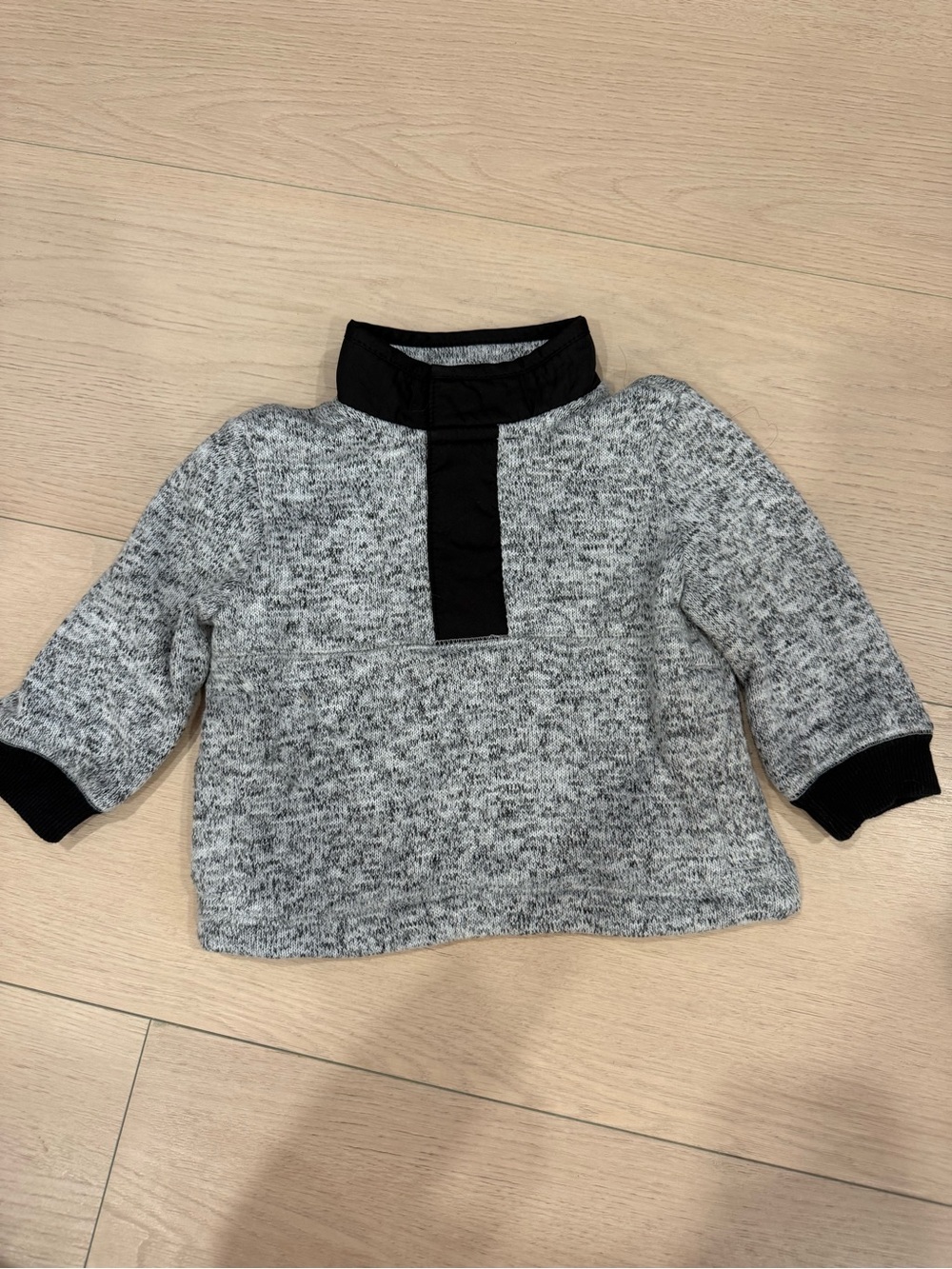 Janie and Jack Gray Knit Mock-Neck Pullover with Black Trim | 6-12 months